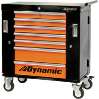 Roller Cabinet, 8 Drawers, 36" W x 18" D x 39-1/4" H, Black/Orange TER178 | Nassau Supply