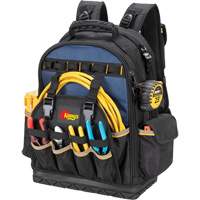 Molded Base Tool Backpack, 18" L x 13" W, Black/Blue, Ballistic/Polyester Nassau Supply