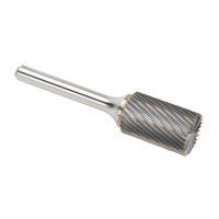CLEVELAND Solid Carbide Burrs - Cylinder Shape with End Cut, SB-6, 3/5" Dia., 1/4" Shank, 24.4 mm Depth of Cut Nassau Supply