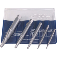 Screw Extractors - Screw Extractor Set in Fold-Up Pouch, 5 Pieces, High Carbon Steel TGJ622 | Nassau Supply