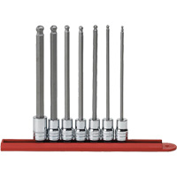 SAE Long Ball End Bit Socket Set, Hex, 3/8" Drive, 7 Pcs Nassau Supply