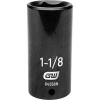 SAE Socket, Impact, 1-1/8", 1/2" Drive, 6 Points, Deep Nassau Supply