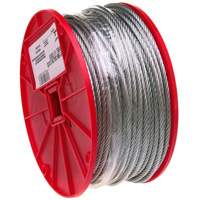 Wire Cable, 500' (152.4 m) x 3/32", 184 lbs. (0.092 tons), Galvanized Nassau Supply