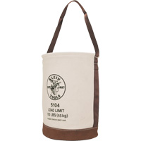 Seau avec fond en cuir, 17" h, Toile, Beige Nassau Supply