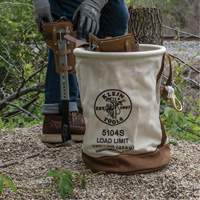Leather-Bottom Bucket, 17" H, Canvas, White Nassau Supply