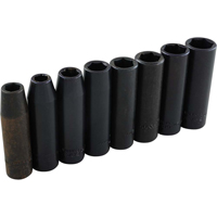 Jeu de douilles, 8 Mcx, Chocs, Prise de 3/8", Profond Nassau Supply