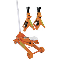 Cric datelier 3 tonnes avec paires de chandelles pour v&eacute;hicule de 3 tonnes, 2,5 tonne(s) Capacit&eacute;, 5" Abaiss&eacute;e, 19-1/4" &eacute;lev&eacute;e, Hydraulique &agrave; main Nassau Supply