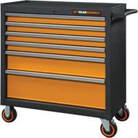 Armoire roulante pour outils s&eacute;rie GSX, 6 tiroirs, 36" la x 18-1/5" p x 37-2/5" h, Noir/Orange Nassau Supply