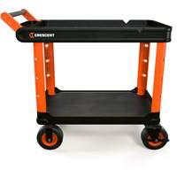Chariot utilitaire industriel &agrave; 2 tablettes RAILWORKS avec roulettes de 8", 47" lo x 24-1/2" la x 37-4/5" h, Noir/Orange Nassau Supply