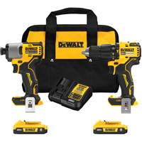 Brushless Compact Cordless 1/2" Hammer Drill & 1/4" Impact Driver Kit, Lithium-Ion, 20 V Nassau Supply