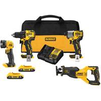 XR&reg; Brushless Cordless 4-Tool Combo Kit, Lithium-Ion, 20 V Nassau Supply
