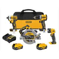 XR&reg; Brushless Cordless 4-Tool Combo Kit, Lithium-Ion, 20 V Nassau Supply