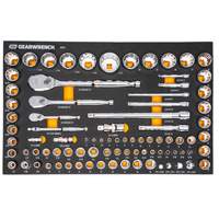 Jeu d'outils SAE/m&eacute;triques pour m&eacute;canicien &agrave; 90 dents 1/4", 3/8" & 1/2" avec plateau de rangement en mousse Nassau Supply