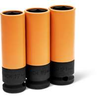 Metric High-Strength Wheel Protector Socket Set, 3 Pcs, Impact, 1/2" Drive Size, Deep Nassau Supply