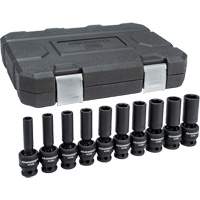 6-Point Universal Metric Socket Set, 10 Pcs, Impact, 1/2" Drive Size, Deep Nassau Supply