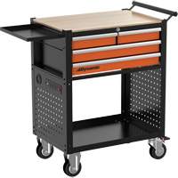 Chariot utilitaire, 4 tiroirs, Noir/Orange Nassau Supply