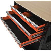Chariot utilitaire, 4 tiroirs, Noir/Orange Nassau Supply