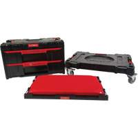 Ensemble de coffres &agrave; outils Arx de 3 morceaux avec socle &agrave; roulettes pivotantes, 23-1/10" x 15" x 13-2/5', Noir Nassau Supply