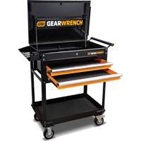 Chariot utilitaire, 2 tiroirs, 32-1/2" la x 42" h, Noir/Orange Nassau Supply