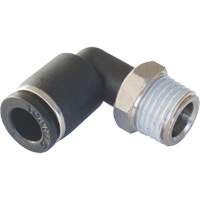 MAXFIT Push-to-Connect to Male NPT Elbow Adapter, 3/8" x 1/2" Dia., PBT Polymer Nassau Supply
