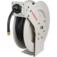 MAXREEL Single-Arm Automatic Rewind L Hose Reel with Rubber Hose, Air, 3/8" x 50', Single Hose, 250 PSI Nassau Supply