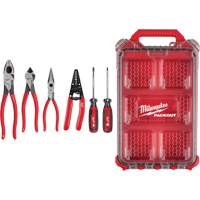 Dipped Grip Pliers, Wire Stripper & Cushion Grip Screwdrivers Set with PACKOUT Organizer Nassau Supply
