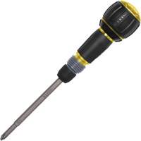 Ratcheting Fastbit Tru-Grip Screwdriver, Phillips & Slotted Bits, 8-1/2" L, Plastic/Cushion Grip Handle Nassau Supply