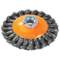 Brosse concave &agrave; fils nou&eacute;s torsad&eacute;s, Dia. 7", Fils 0,02", Arbre 5/8"-11, Acier Nassau Supply