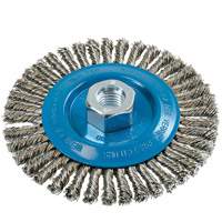 Knot-Twisted Stringer Bead Wire Wheel, 5" Dia., 0.02" Fill, 5/8"-11 Arbor, Aluminum/Stainless Steel UE925 | Nassau Supply