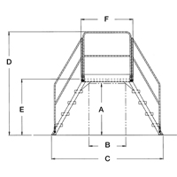 &eacute;chelles de liaison, 128" Port&eacute;e hors tout, 60" ha x 60" p, 24" Largeur de la marche Nassau Supply