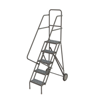 &eacute;chelles roulantes en acier, 5 marches, Largeur de la marche 16", Hauteur de la plateforme 50", Acier Nassau Supply