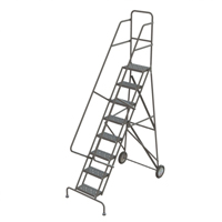 &eacute;chelles roulantes en acier, 8 marches, Largeur de la marche 16", Hauteur de la plateforme 80", Acier Nassau Supply