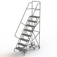 All Directional Rolling Ladder, 8 Steps, 24" Step Width, 80" Platform Height, Steel Nassau Supply
