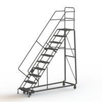 Heavy Duty Safety Slope Ladder, 10 Steps, Perforated, 50° Incline, 100" High VC578 | Nassau Supply