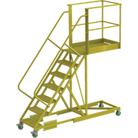 Cantilever Rolling Ladder, Supported, 7 Steps, 40" Platform Depth, 70" Platform Height Nassau Supply