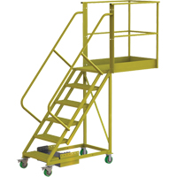 Cantilever Rolling Ladder, Unsupported, 6 Steps, 40" Platform Depth, 60" Platform Height Nassau Supply