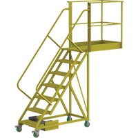 Cantilever Rolling Ladder, Unsupported, 7 Steps, 40" Platform Depth, 70" Platform Height Nassau Supply