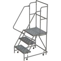 Escabeaux roulants &agrave; dessus profond, 3 marches, Largeur de la marche 16", Hauteur de la plateforme 30", Acier Nassau Supply