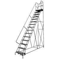 Escabeaux roulants &agrave; dessus profond, 15 marches, Largeur de la marche 24", Hauteur de la plateforme 150", Acier Nassau Supply
