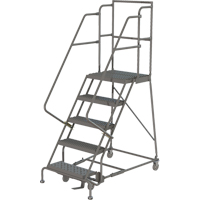 Deep Top Step Rolling Ladder, 5 Steps, 16" Step Width, 50" Platform Height, Steel VC766 | Nassau Supply