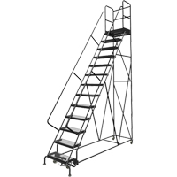 Deep Top Step Rolling Ladder, 13 Steps, 24" Step Width, 130" Platform Height, Steel VC777 | Nassau Supply