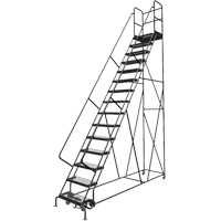 Deep Top Step Rolling Ladder, 15 Steps, 24" Step Width, 150" Platform Height, Steel VC779 | Nassau Supply