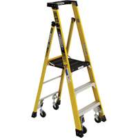 Heavy-Duty Rolling Podium Ladder, 3 Steps, 26-2/5" Step Width, 36" Platform Height, Fibreglass VD475 | Nassau Supply
