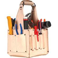 Electrical & Maintenance Tool Pouches, Leather, 17 Pockets, Beige Nassau Supply