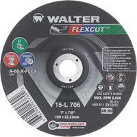 Flexcut™ Depressed Centre Grinding Wheels, 7", 60 Grit, Aluminum Oxide, 7/8", 8600 RPM, Type 29 VV141 | Nassau Supply