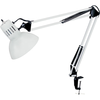 Lampes de bureau &agrave; pince - Bras flexible, 100 W, Incandescente, Pinces serre-joints, Col 36", Blanc Nassau Supply