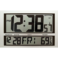 Jumbo Clock, Digital, Battery Operated, 16.5" W x 1.7" D x 11" H, Silver XD075 | Nassau Supply