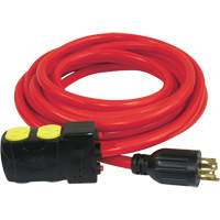 Generator Extension Cord with Resets, SJTW, 10 AWG, 20 A, 4 Outlet(s), 25' XE667 | Nassau Supply