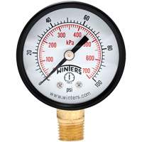 Economy Pressure Gauge, 2" , 0 - 100 psi, Bottom Mount, Analogue Nassau Supply